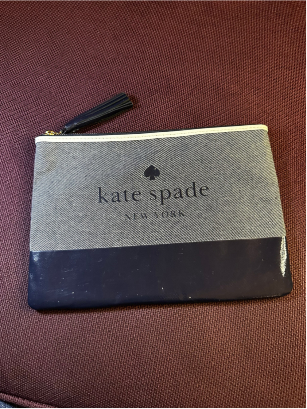 Kate Spade Navy Blue Demin Clutch Zip Wristlet